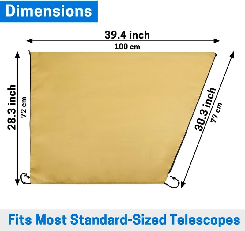 VISEMAN Telescope Cover, 39" x 30", Waterproof with Reflective Silver Coating, Dual Zippers and Drawstring, for Refractor and Reflector Telescopes - Image 2